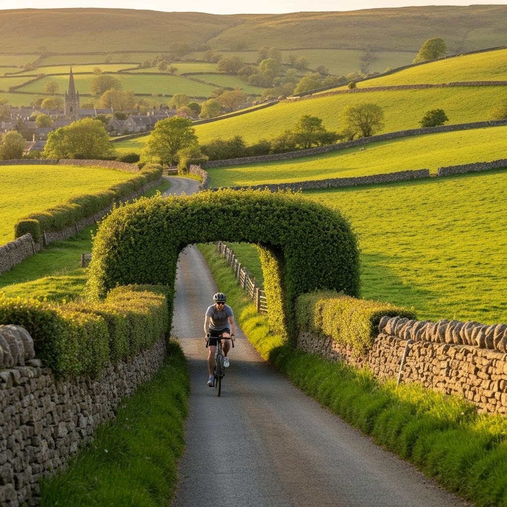 Scenic UK cycling route through countryside